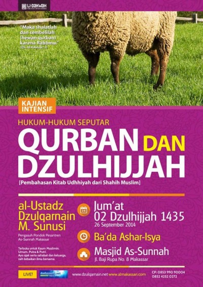 Kajian Intensif “Hukum-Hukum Seputar Qurban dan Dzulhijjah” – Makassar